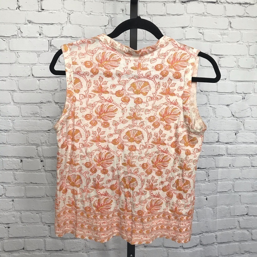 Lucky Brand Woodblock Floral Tie Front Tank Top - Picture 3 of 4